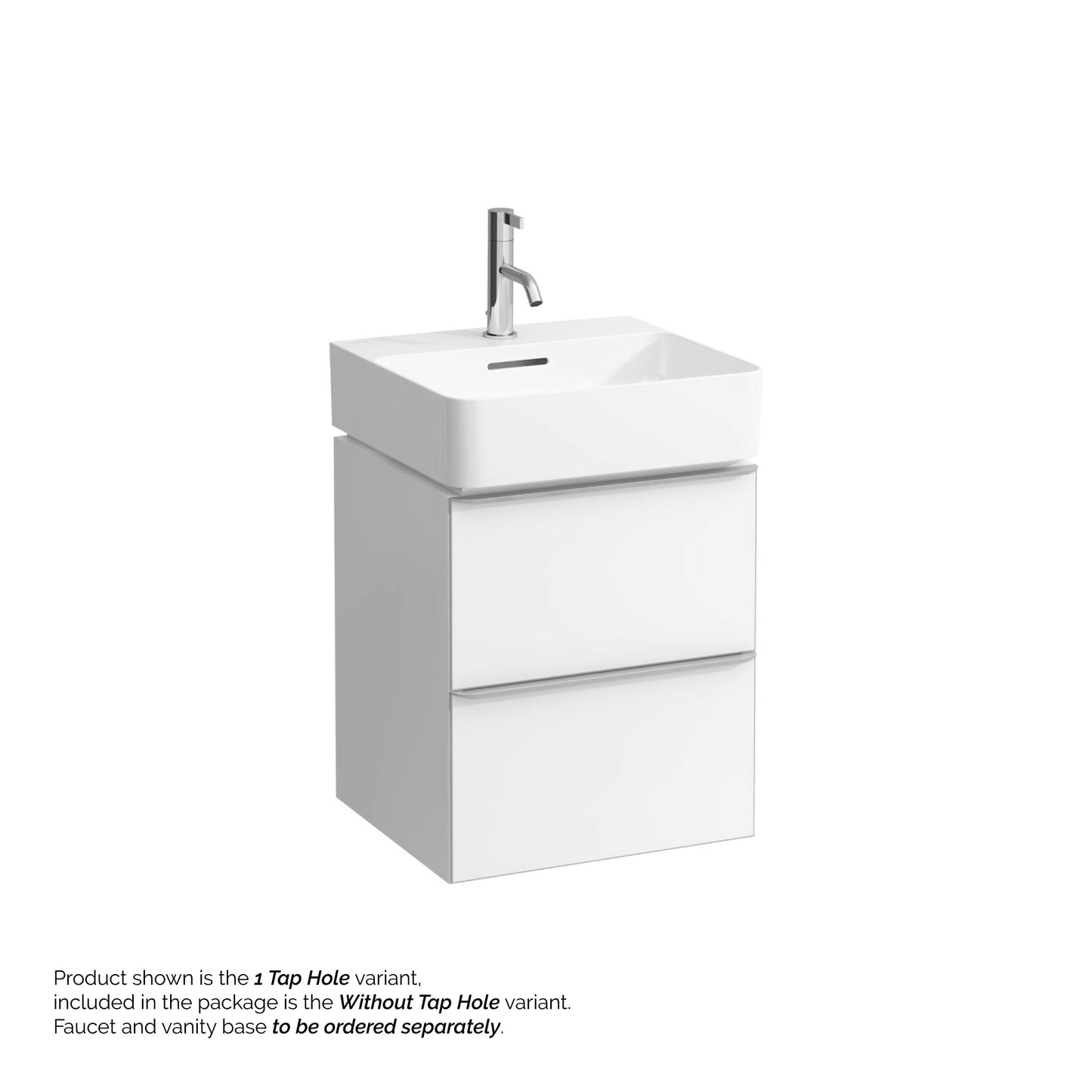Laufen Val 18" x 17" Rectangular White Ceramic Wall-Mounted Bathroom Sink Without Faucet Hole