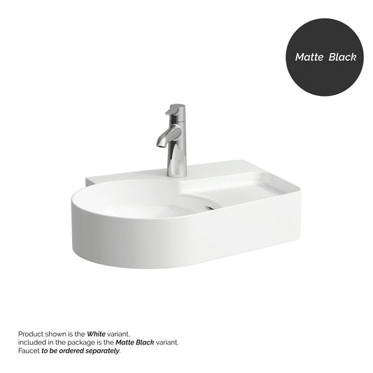 Laufen Val 21" x 16" Matte Black Wall-Mounted Bathroom Sink With Faucet Hole on the Right