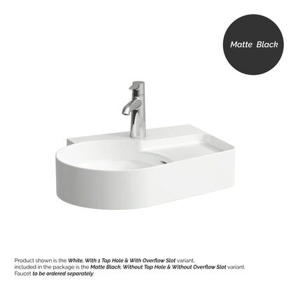 Laufen Val 21" x 16" Matte Black Wall-Mounted Bathroom Sink Without Faucet Hole and Overflow Slot