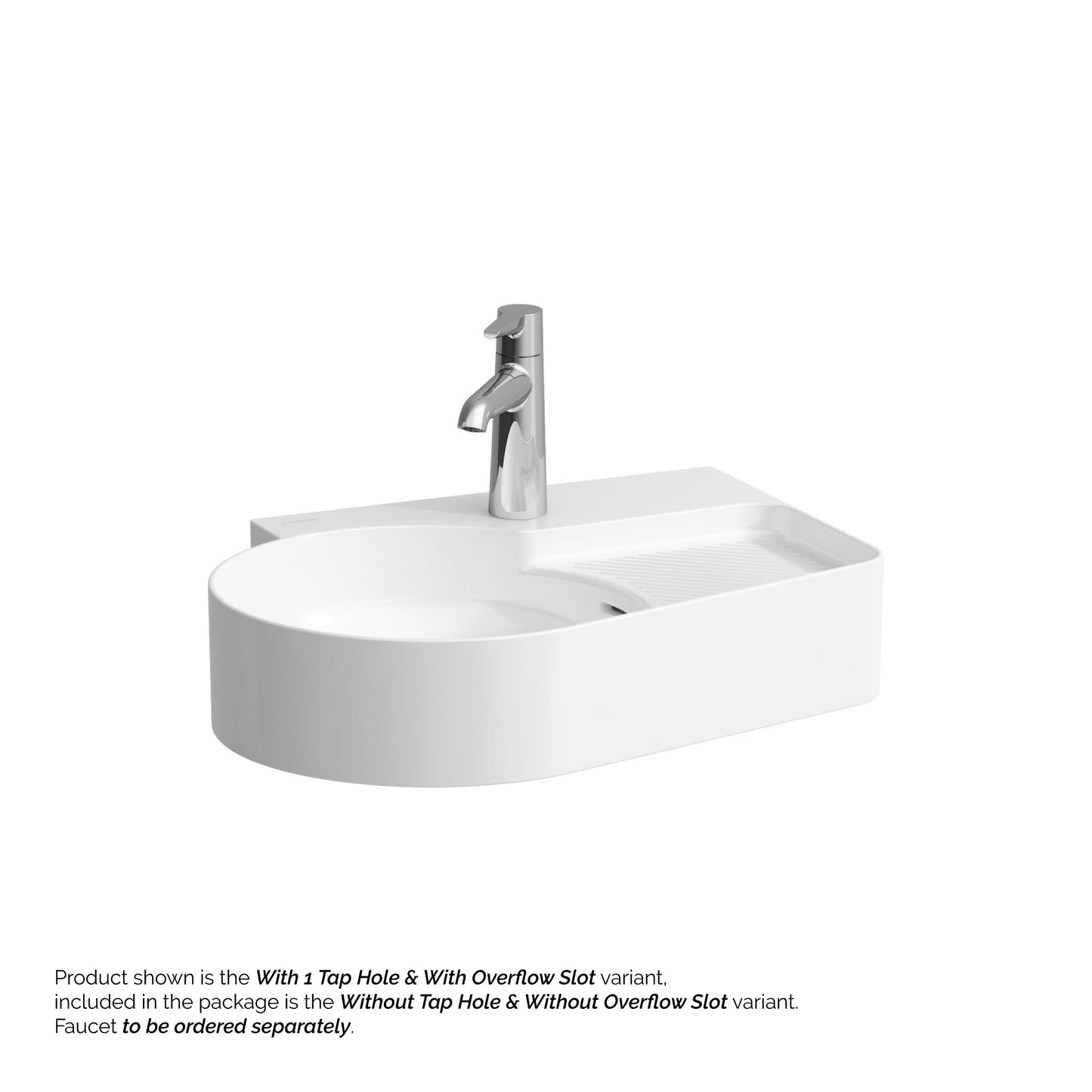Laufen Val 21" x 16" Matte White Countertop Bathroom Sink Without Faucet Hole and Overflow Slot