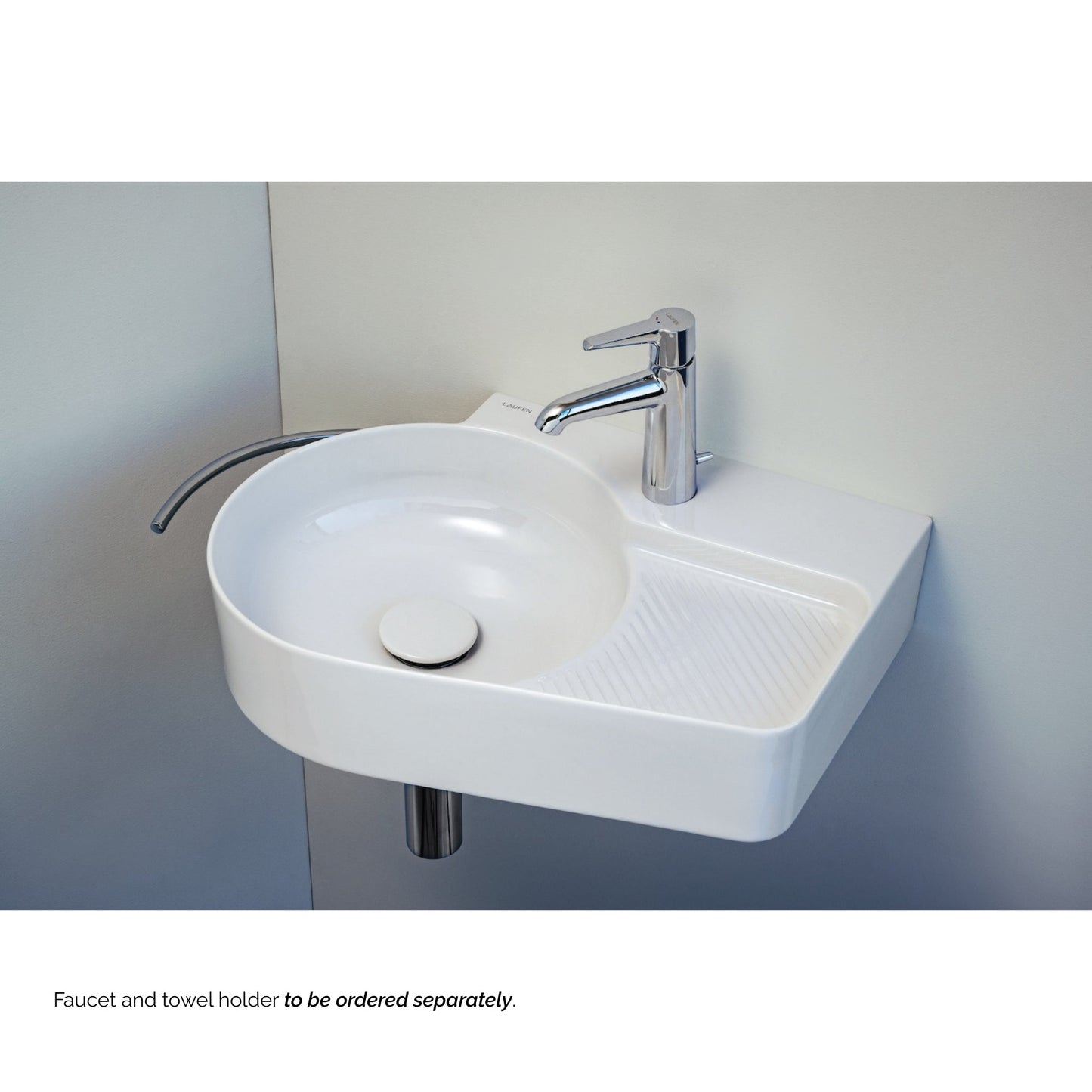 Laufen Val 21" x 16" Matte White Wall-Mounted Bathroom Sink With Faucet Hole on the Right