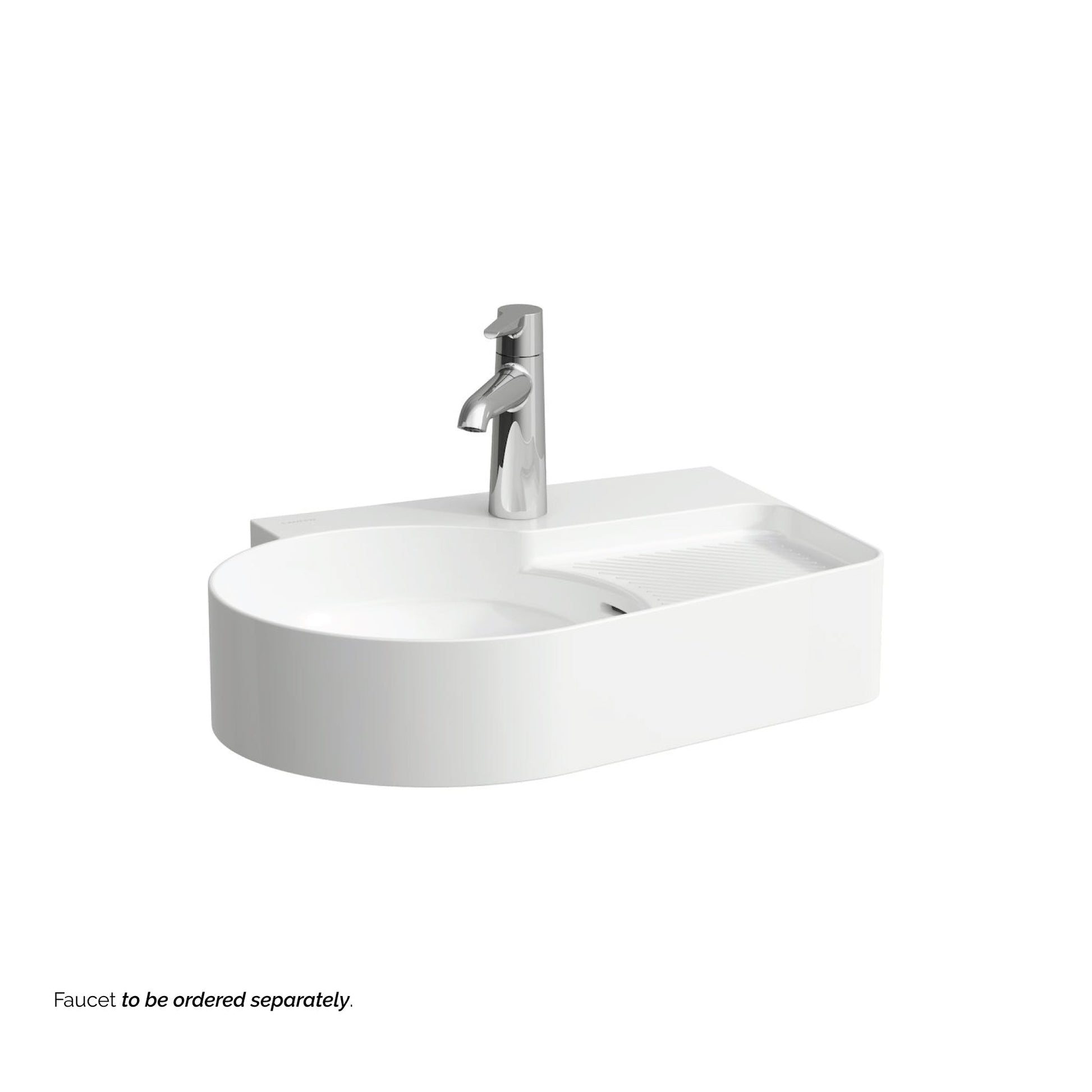 Laufen Val 21" x 16" Matte White Wall-Mounted Bathroom Sink With Faucet Hole on the Right