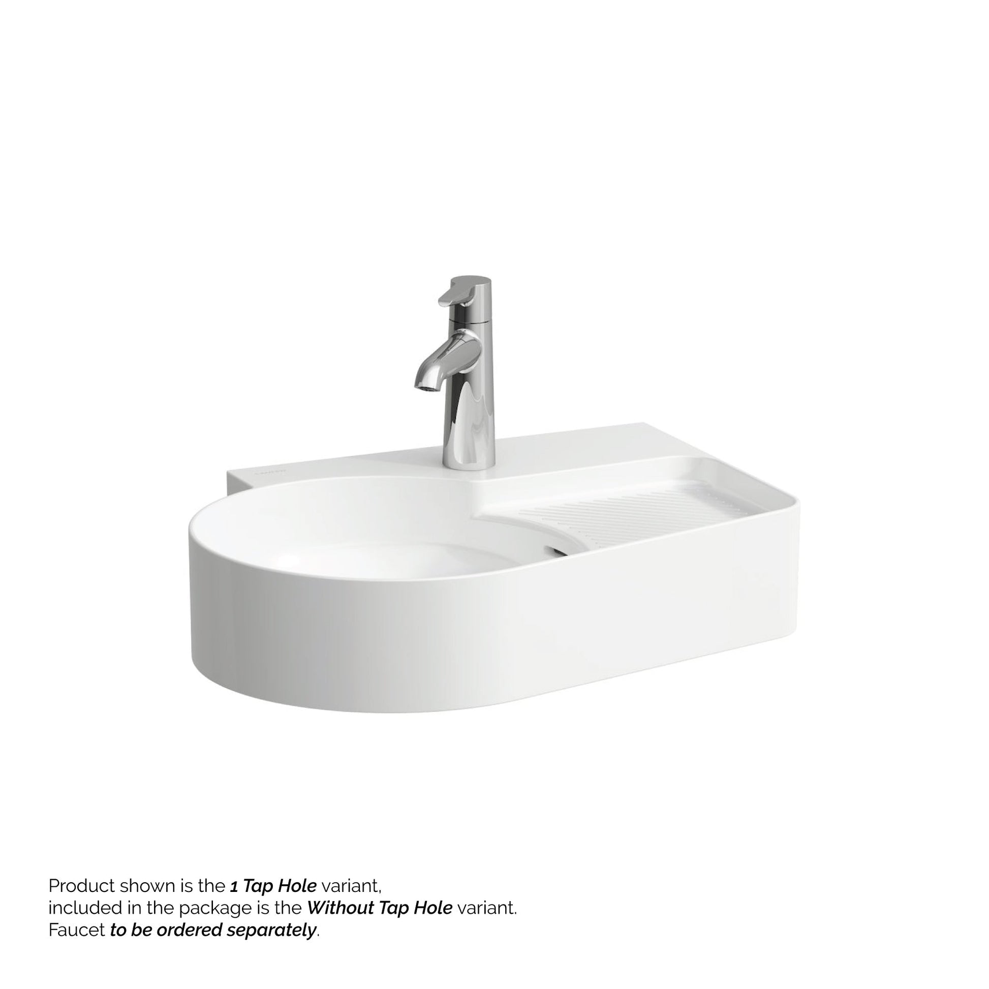 Laufen Val 21" x 16" Matte White Wall-Mounted Bathroom Sink Without Faucet Hole