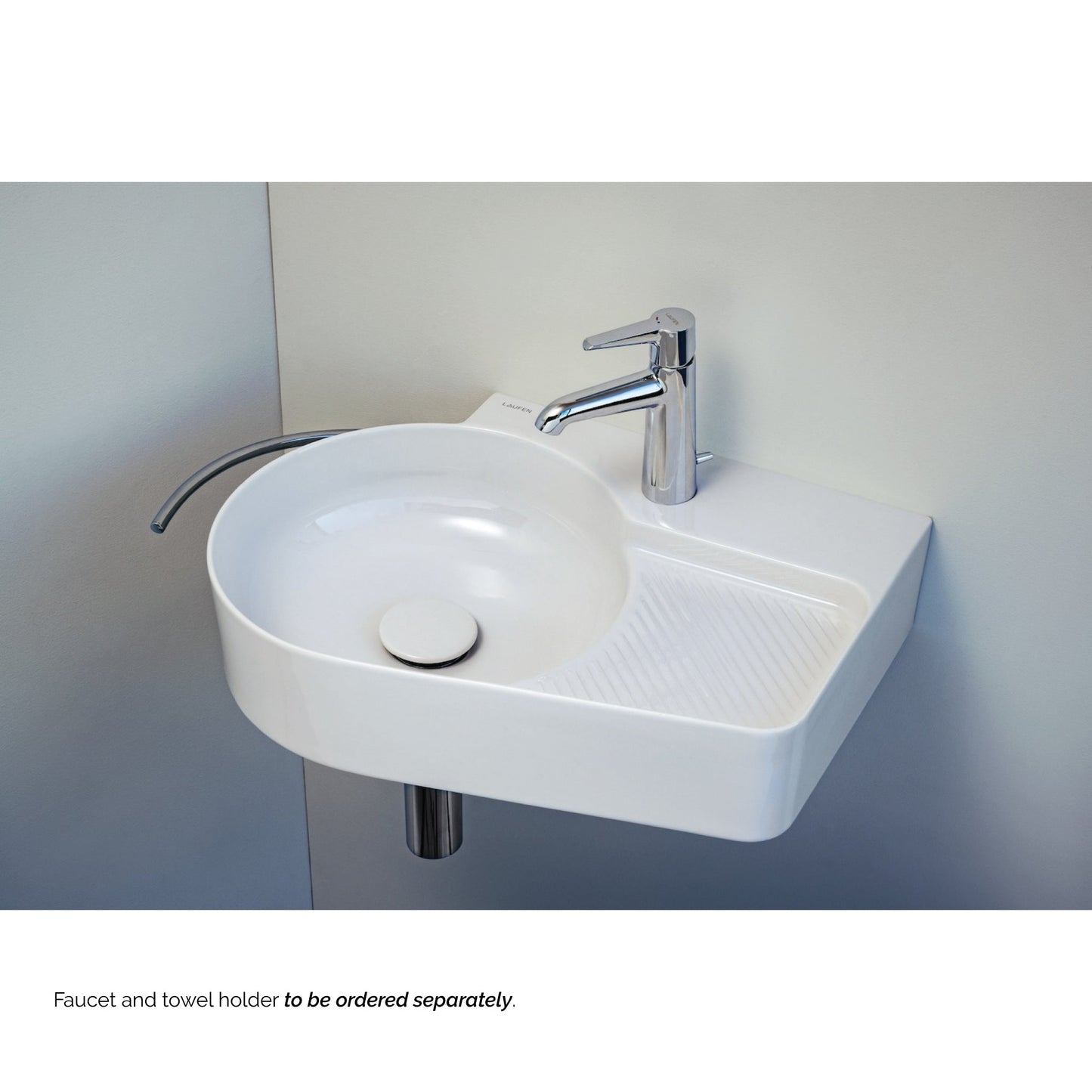 Laufen Val 21" x 16" White Wall-Mounted Bathroom Sink With Faucet Hole on the Right