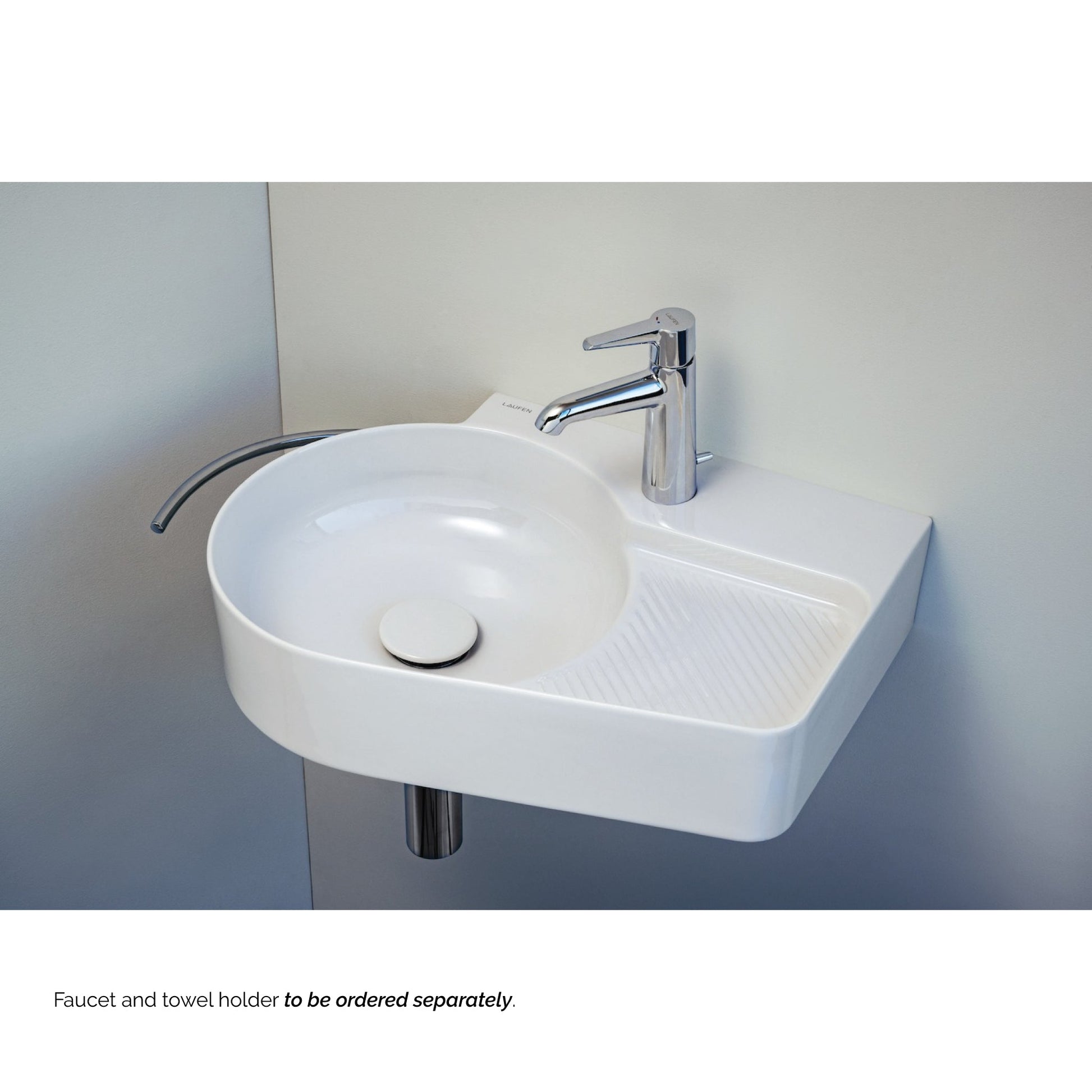 Laufen Val 21" x 16" White Wall-Mounted Bathroom Sink With Faucet Hole on the Right