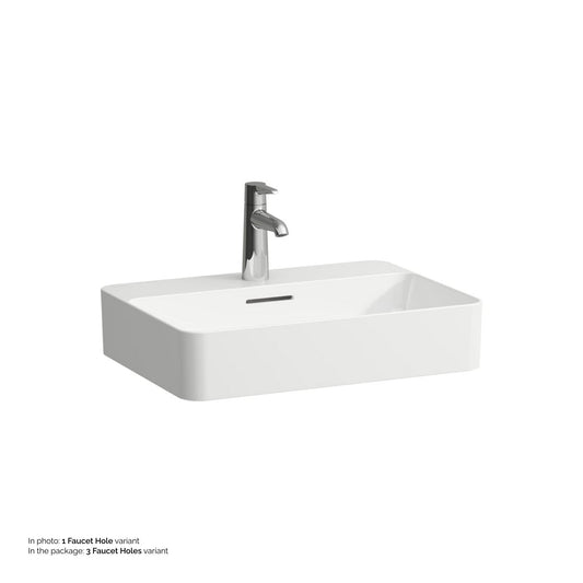 Laufen Val 22" Rectangular Matte White Countertop Bathroom Sink With 3 Faucet Holes