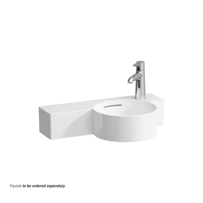 Laufen Val 22" x 12" Matte White Wall-Mounted Shelf-Left Bathroom Sink With Faucet Hole on the Right