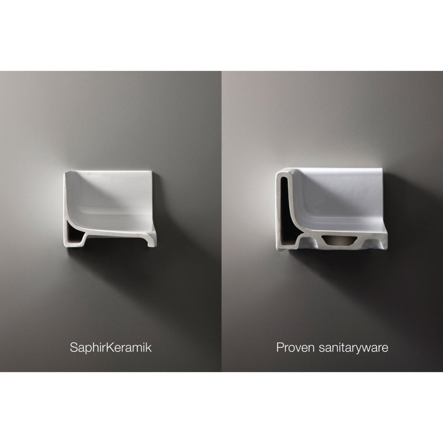 Laufen Val 22" x 12" Matte White Wall-Mounted Shelf-Left Bathroom Sink Without Faucet Hole and Overflow Slot