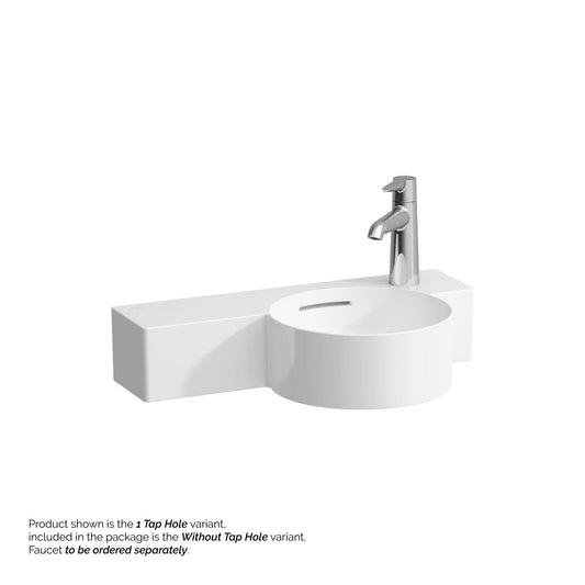 Laufen Val 22" x 12" Matte White Wall-Mounted Shelf-Left Bathroom Sink Without Faucet Hole