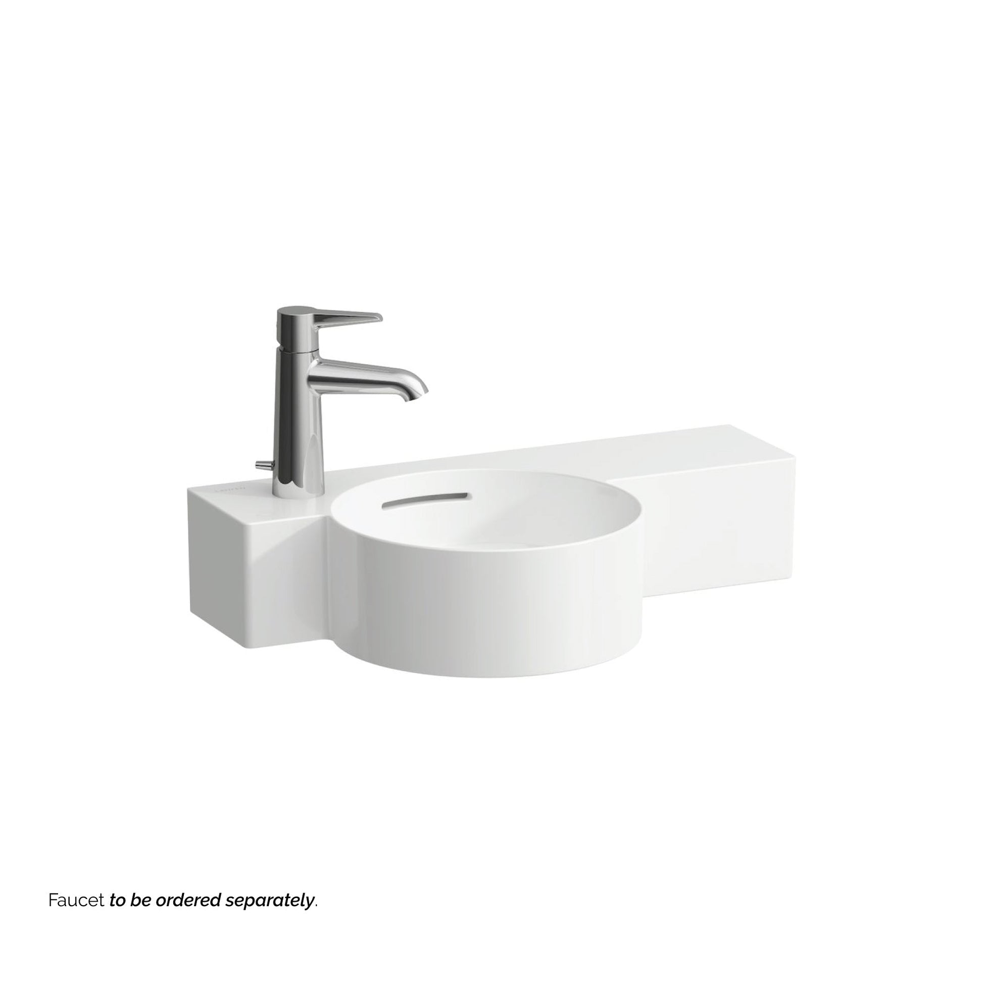 Laufen Val 22" x 12" Matte White Wall-Mounted Shelf-Right Bathroom Sink With Faucet Hole on the Left