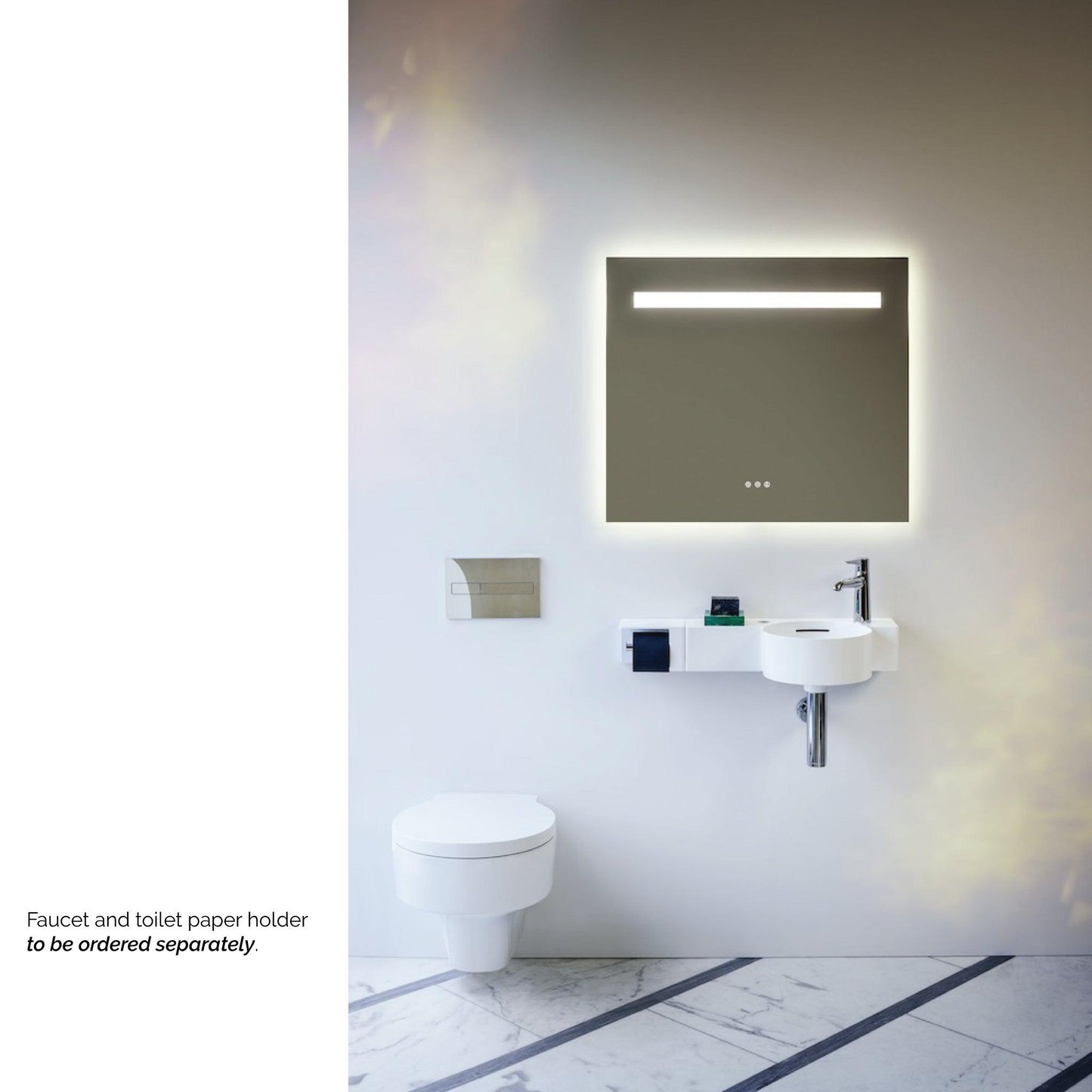 Laufen Val 22" x 12" White Wall-Mounted Shelf-Left Bathroom Sink With Faucet Hole on the Right
