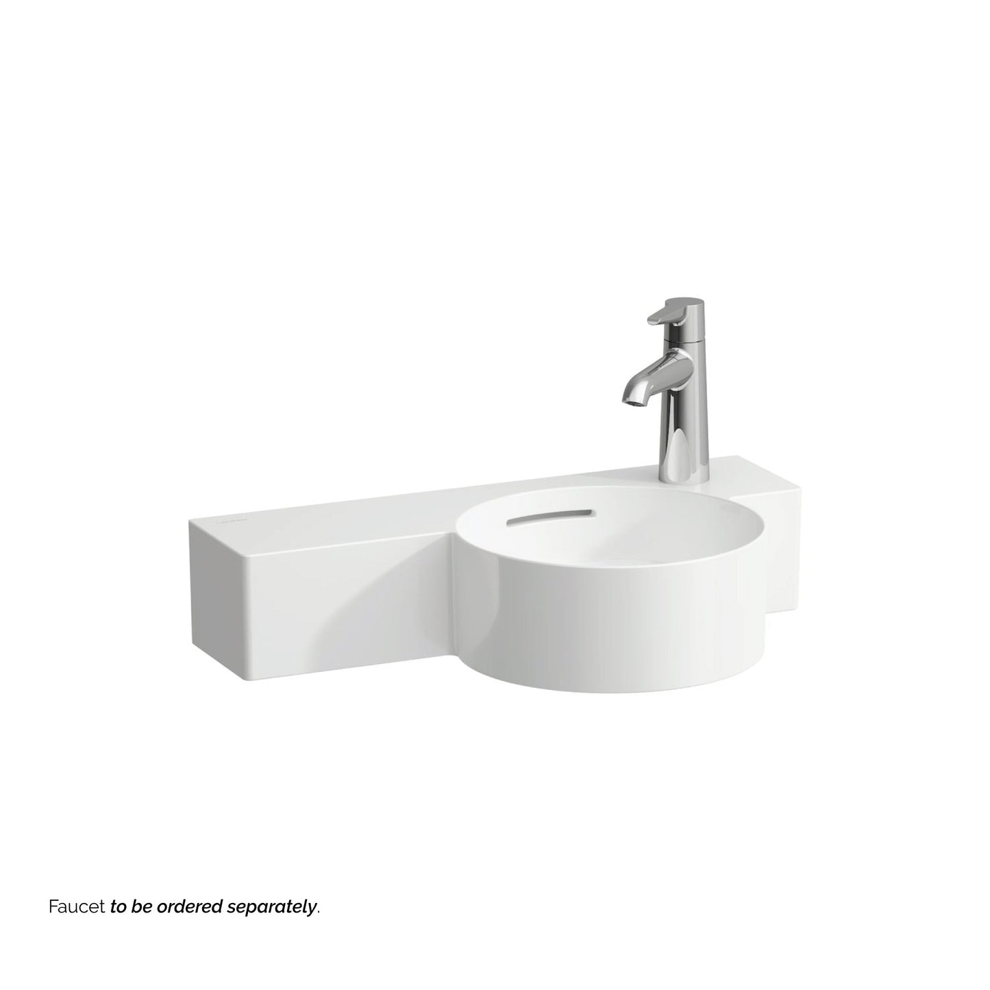 Laufen Val 22" x 12" White Wall-Mounted Shelf-Left Bathroom Sink With Faucet Hole on the Right