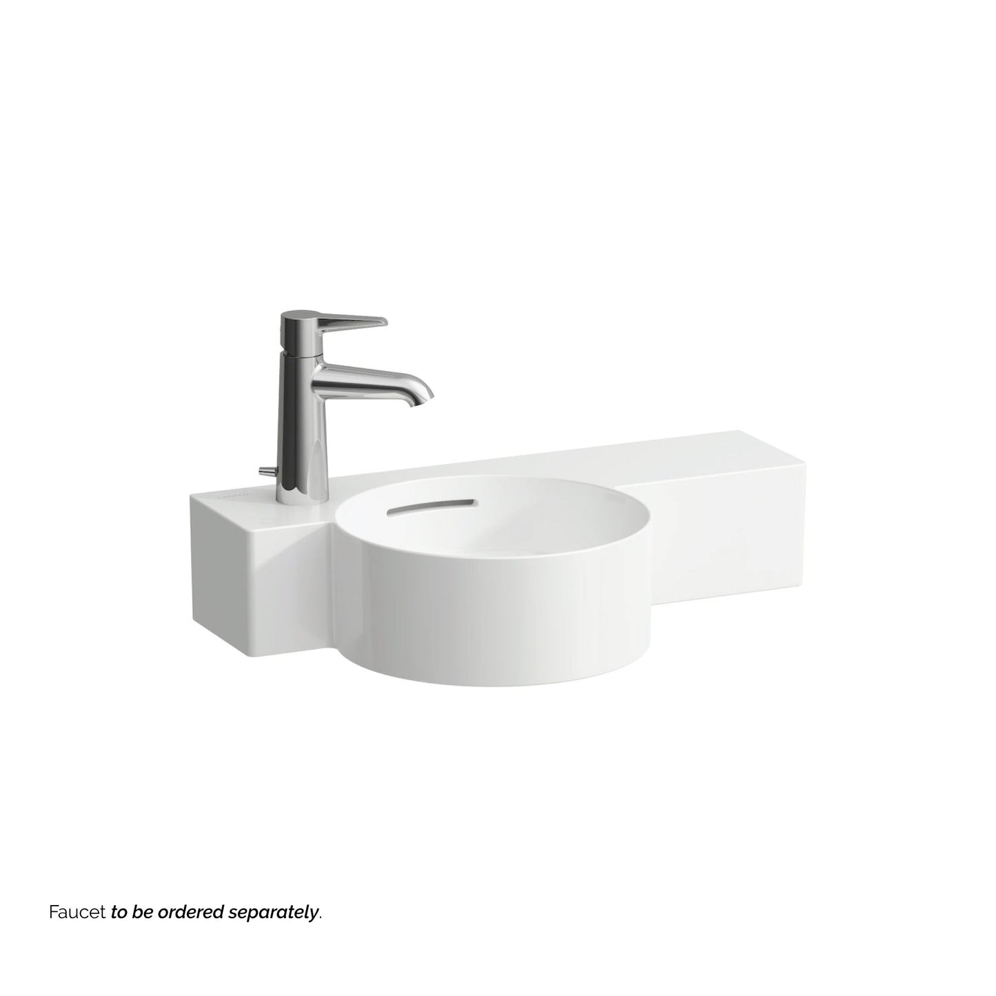 Laufen Val 22" x 12" White Wall-Mounted Shelf-Right Bathroom Sink With Faucet Hole on the Left