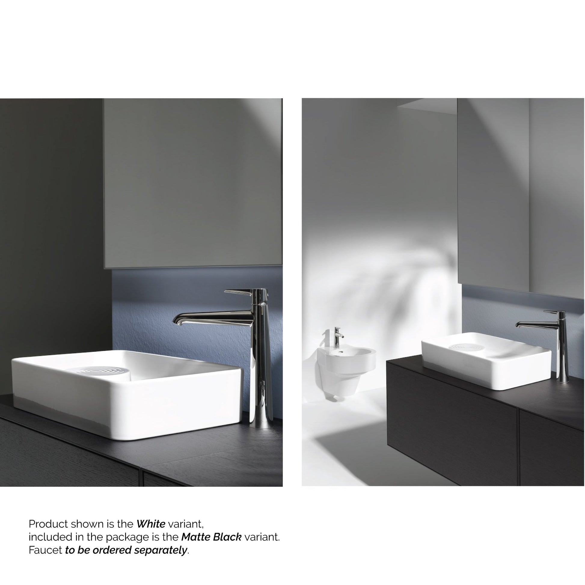 Laufen Val 22" x 14" Matte Black Ceramic Vessel Bathroom Sink With Overflow Slot