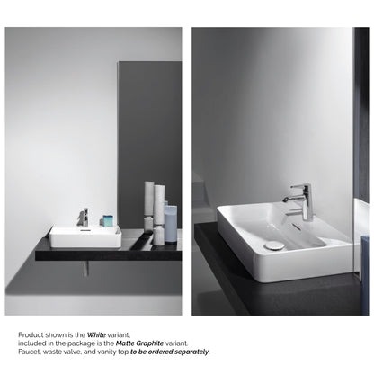 Laufen Val 22" x 17" Matte Graphite Ceramic Countertop Bathroom Sink With Faucet Hole