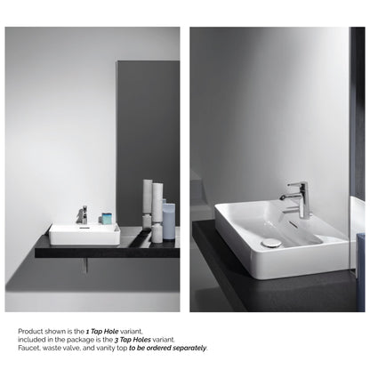 Laufen Val 22" x 17" Matte White Ceramic Countertop Bathroom Sink With 3 Faucet Holes