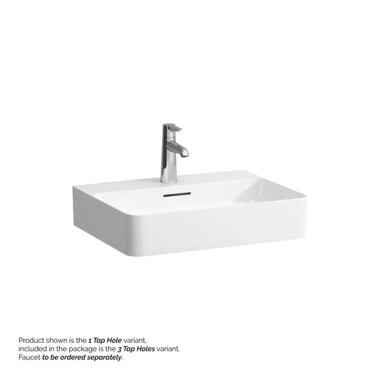 Laufen Val 22" x 17" Matte White Ceramic Countertop Bathroom Sink With 3 Faucet Holes