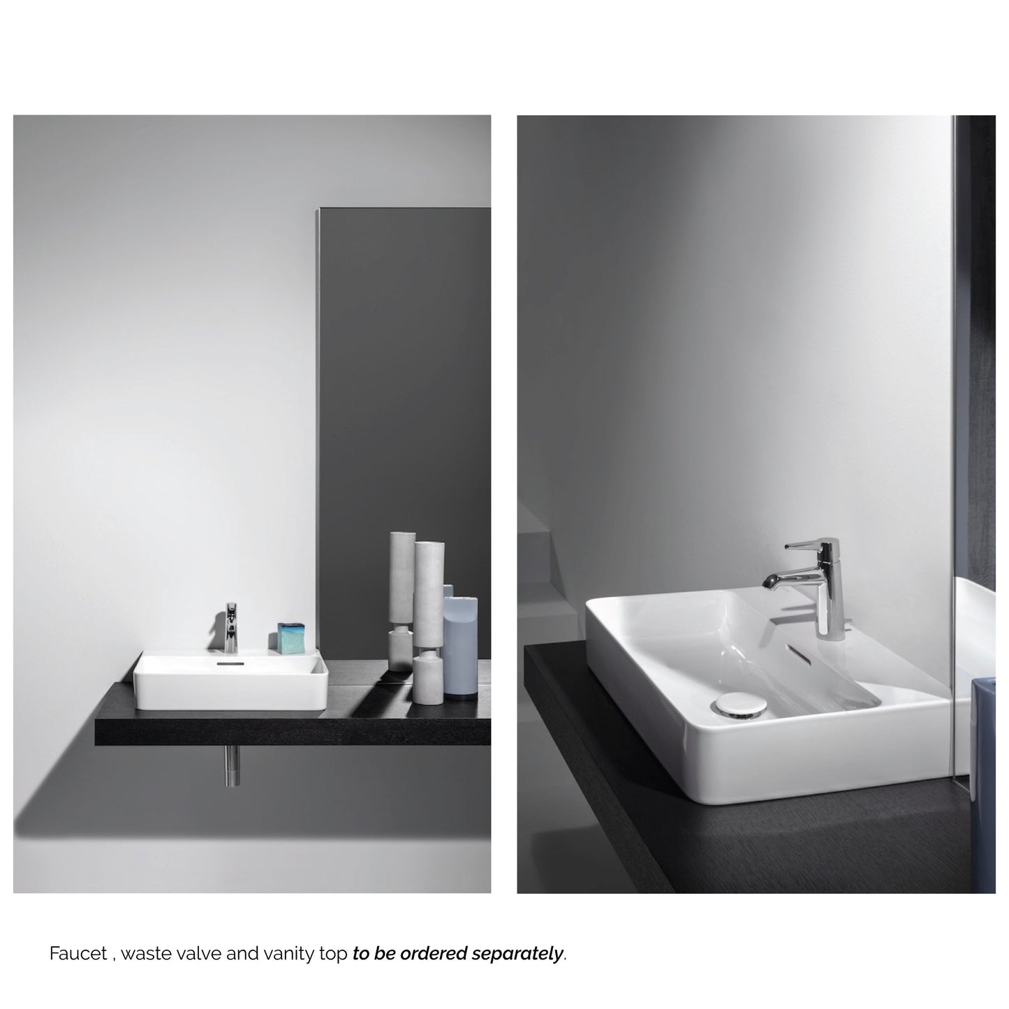 Laufen Val 22" x 17" Matte White Ceramic Countertop Bathroom Sink With Faucet Hole