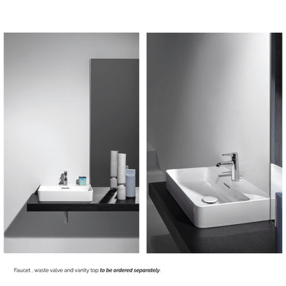 Laufen Val 22" x 17" White Ceramic Countertop Bathroom Sink With Faucet Hole
