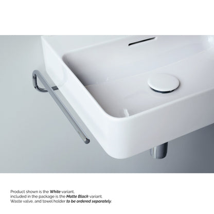 Laufen Val 24" x 12" Rectangular Matte Black Wall-Mounted Bathroom Sink With Faucet Hole
