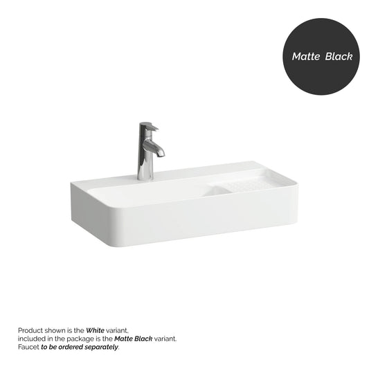 Laufen Val 24" x 12" Rectangular Matte Black Wall-Mounted Bathroom Sink With Faucet Hole