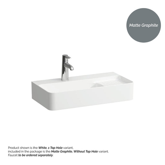Laufen Val 24" x 12" Rectangular Matte Graphite Countertop Bathroom Sink Without Faucet Hole