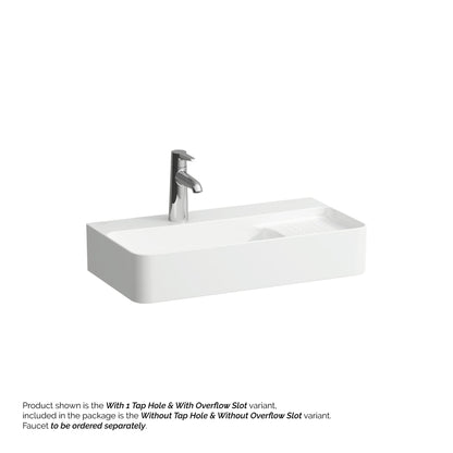 Laufen Val 24" x 12" Rectangular Matte White Countertop Bathroom Sink Without Faucet Hole and Overflow Slot
