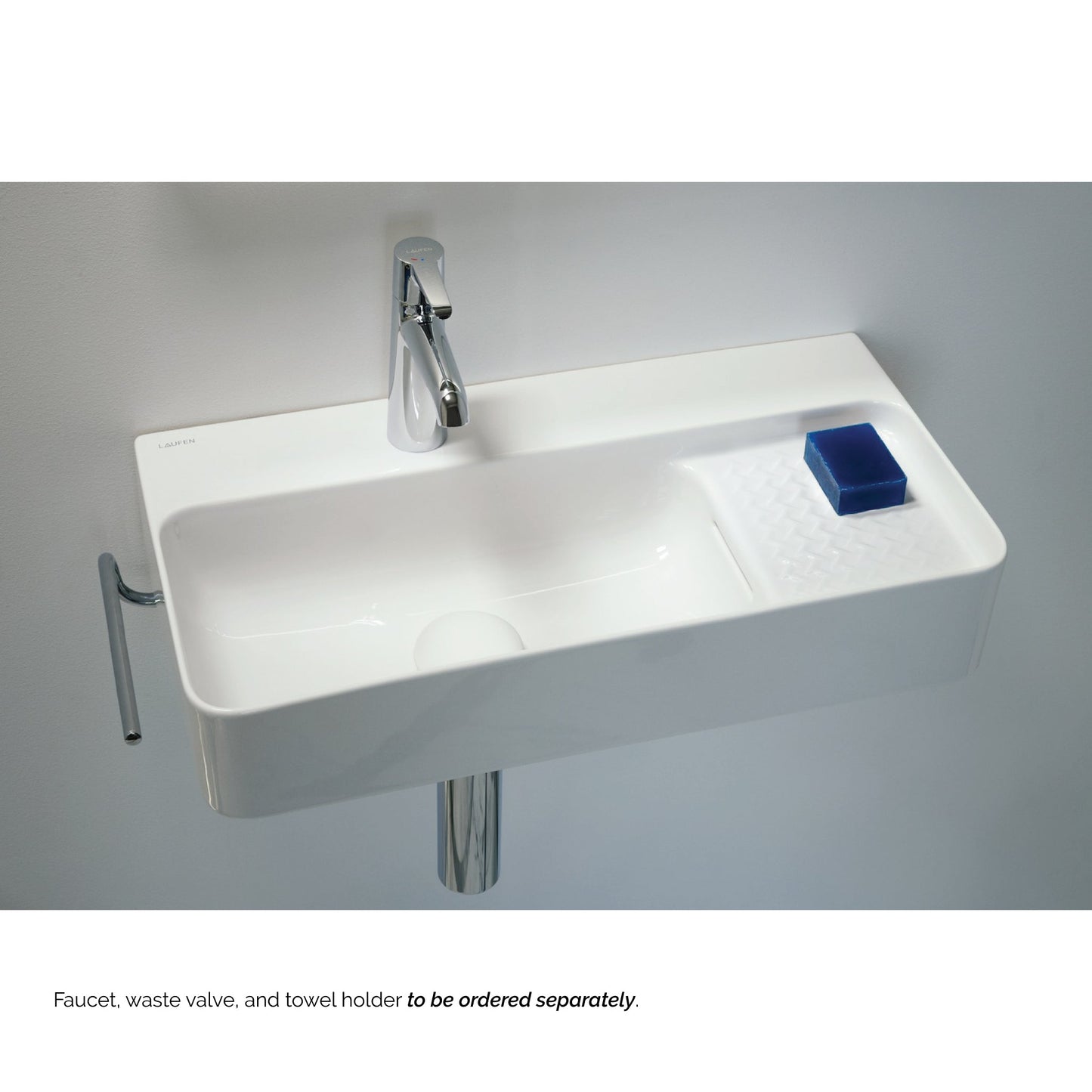 Laufen Val 24" x 12" Rectangular Matte White Wall-Mounted Bathroom Sink With Faucet Hole