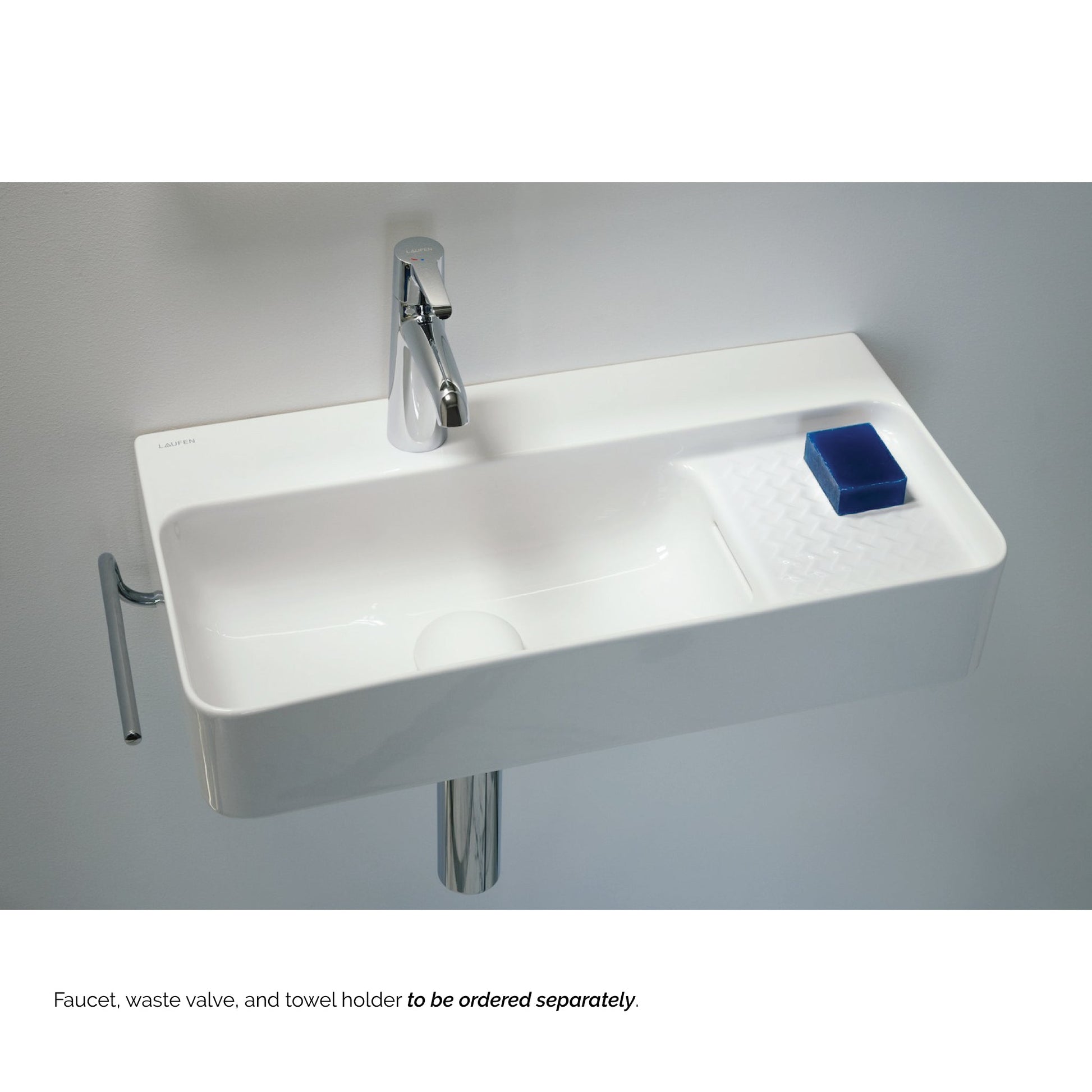 Laufen Val 24" x 12" Rectangular Matte White Wall-Mounted Bathroom Sink With Faucet Hole