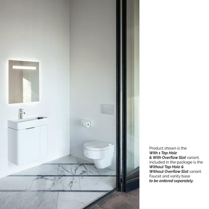 Laufen Val 24" x 12" Rectangular Matte White Wall-Mounted Bathroom Sink Without Facuet Holes and Overflow Slot