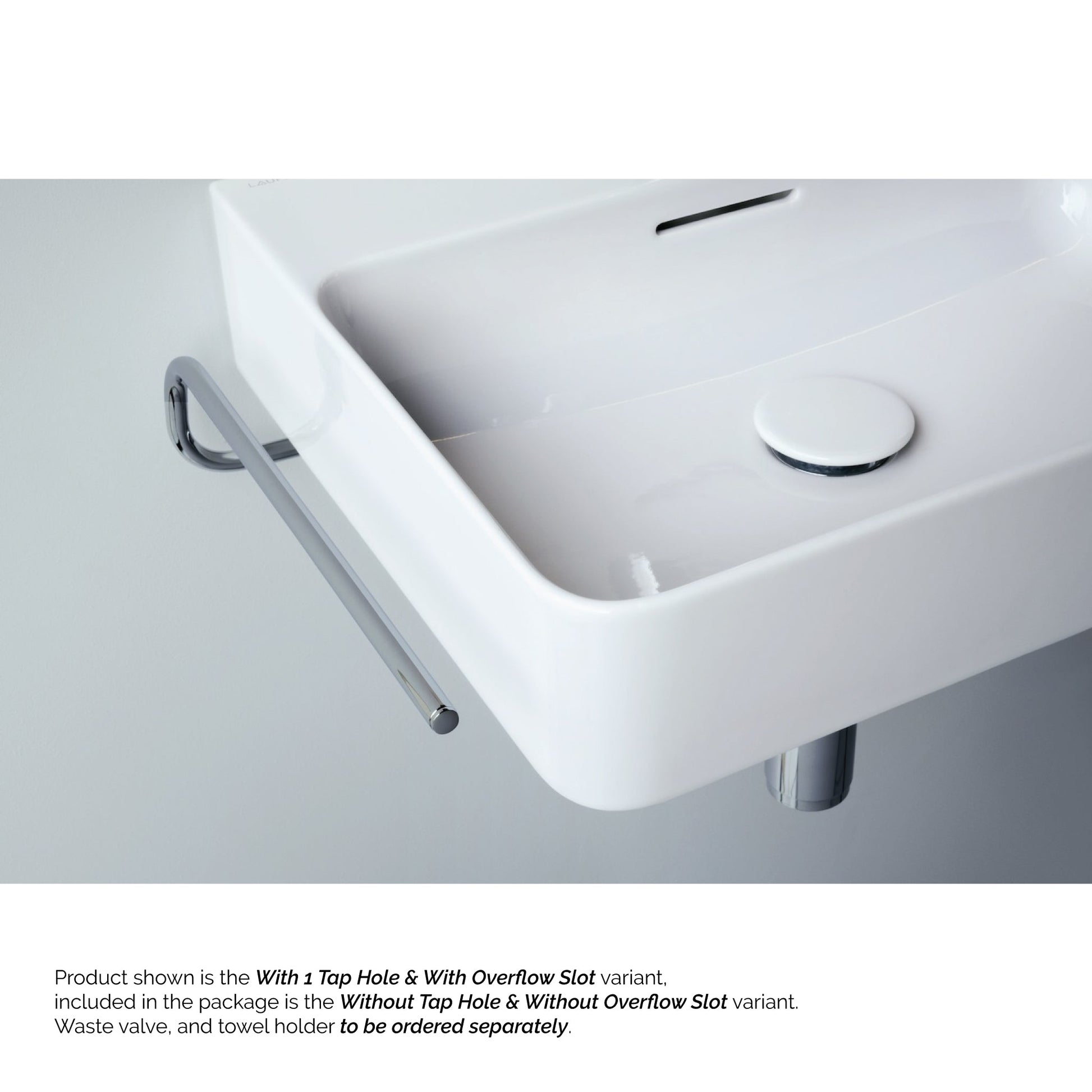 Laufen Val 24" x 12" Rectangular Matte White Wall-Mounted Bathroom Sink Without Facuet Holes and Overflow Slot
