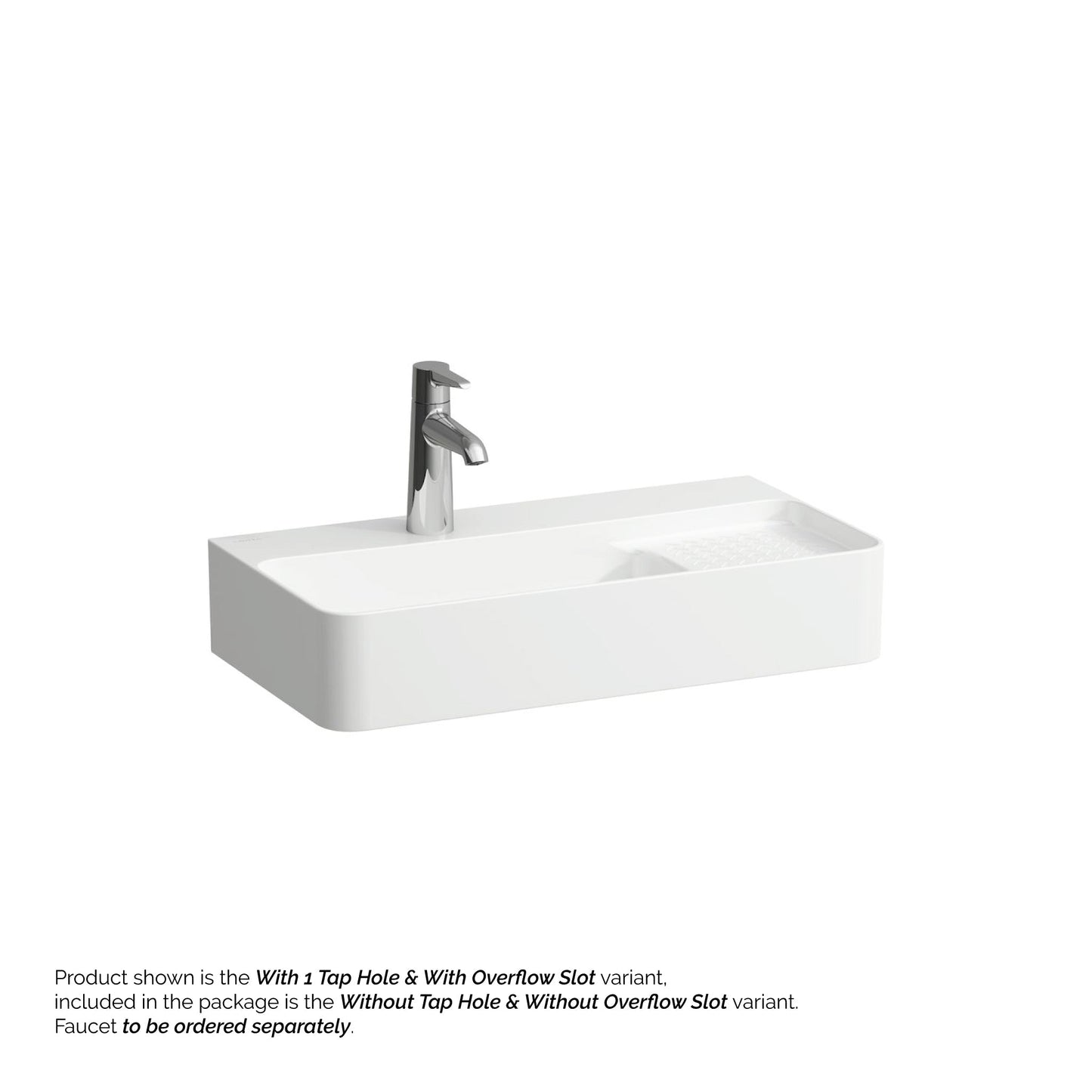 Laufen Val 24" x 12" Rectangular Matte White Wall-Mounted Bathroom Sink Without Facuet Holes and Overflow Slot