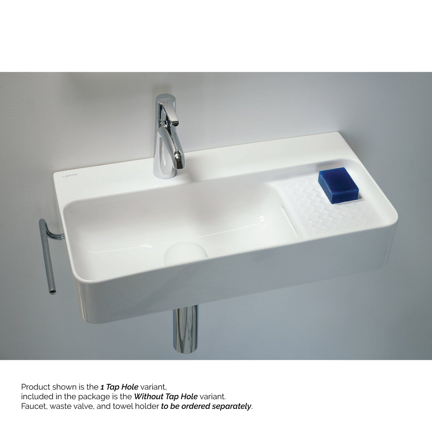 Laufen Val 24" x 12" Rectangular Matte White Wall-Mounted Bathroom Sink Without Faucet Hole