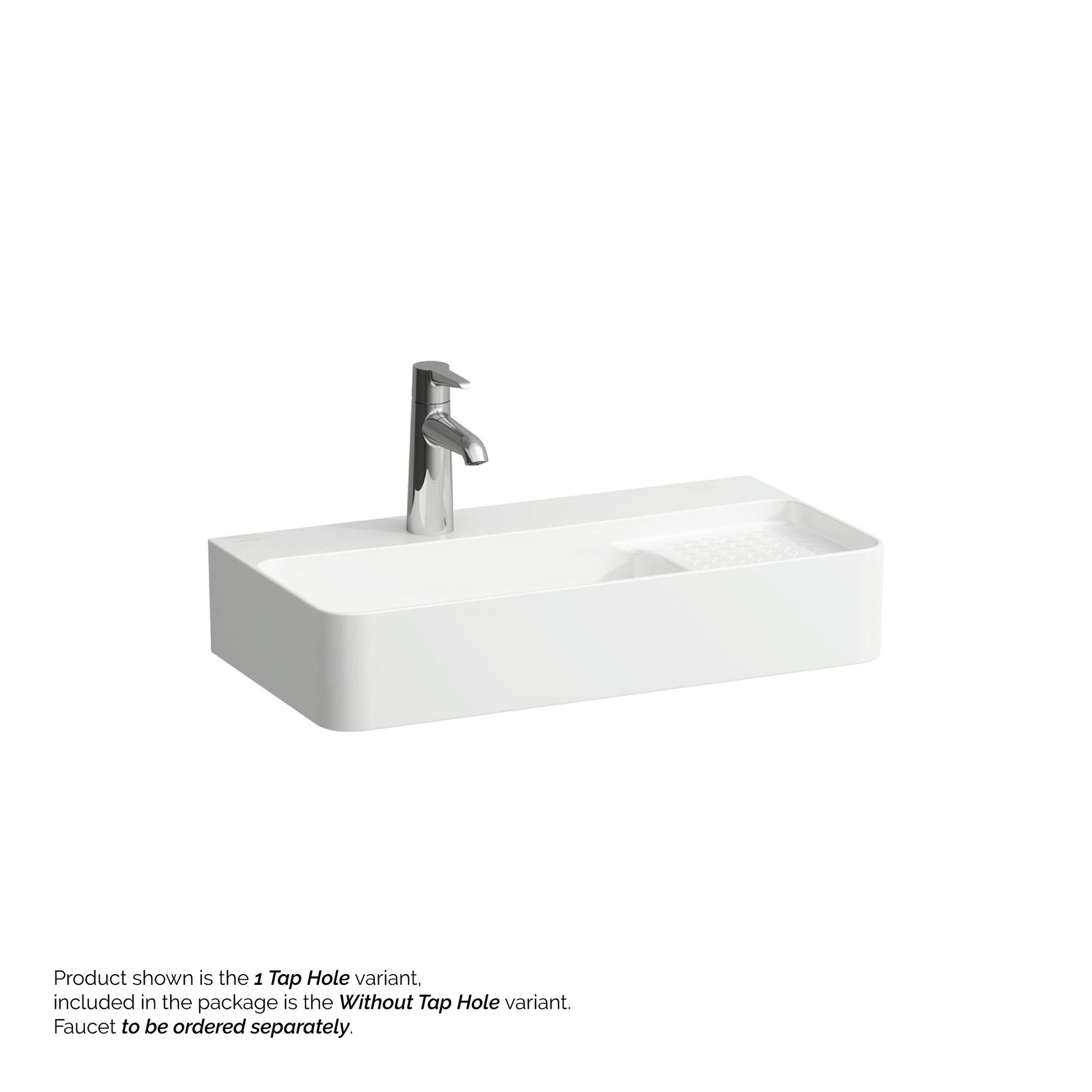 Laufen Val 24" x 12" Rectangular Matte White Wall-Mounted Bathroom Sink Without Faucet Hole