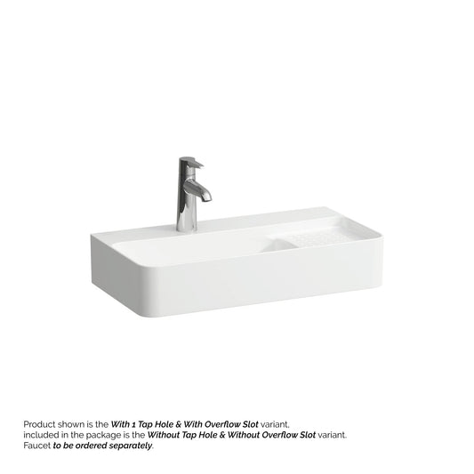 Laufen Val 24" x 12" Rectangular White Countertop Bathroom Sink Without Faucet Hole and Overflow Slot