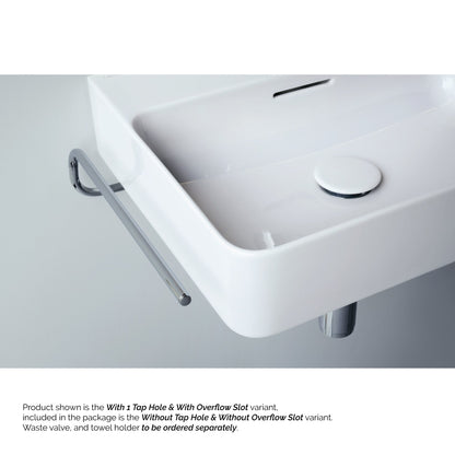Laufen Val 24" x 12" Rectangular White Wall-Mounted Bathroom Sink Without Facuet Holes and Overflow Slot