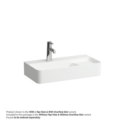 Laufen Val 24" x 12" Rectangular White Wall-Mounted Bathroom Sink Without Facuet Holes and Overflow Slot