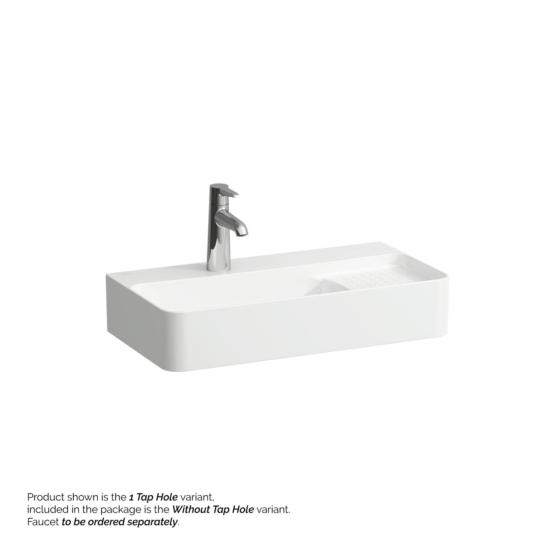 Laufen Val 24" x 12" Rectangular White Wall-Mounted Bathroom Sink Without Faucet Hole