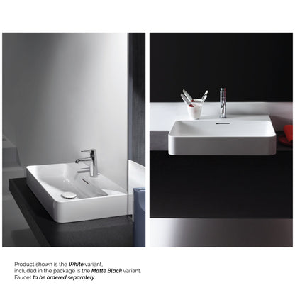 Laufen Val 24" x 17" Matte Black Ceramic Countertop Bathroom Sink With Faucet Hole