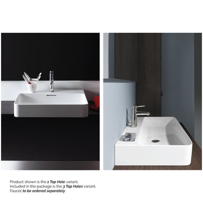 Laufen Val 24" x 17" Matte White Ceramic Countertop Bathroom Sink With 3 Faucet Holes