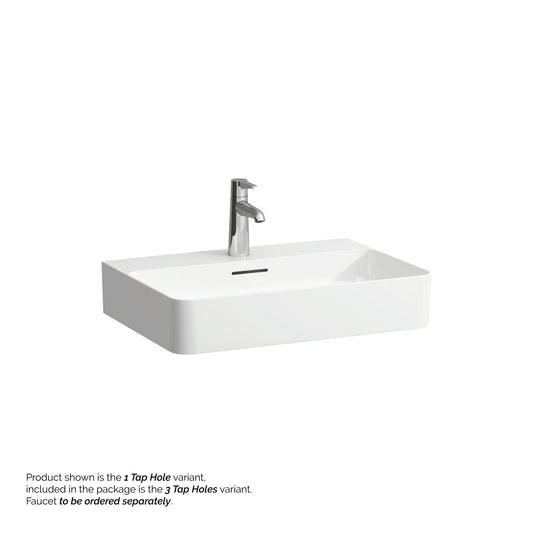 Laufen Val 24" x 17" Matte White Ceramic Countertop Bathroom Sink With 3 Faucet Holes