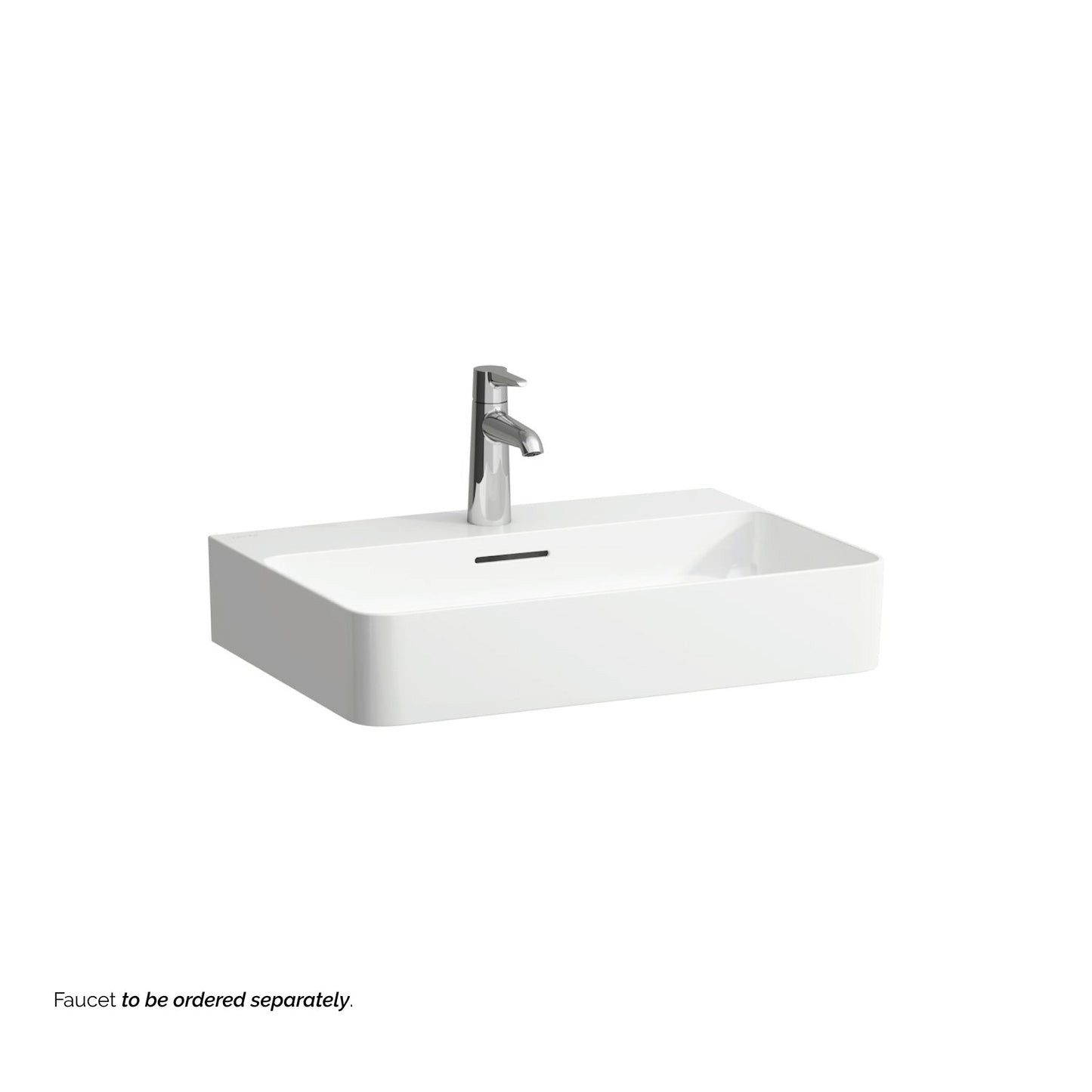 Laufen Val 24" x 17" Matte White Ceramic Countertop Bathroom Sink With Faucet Hole