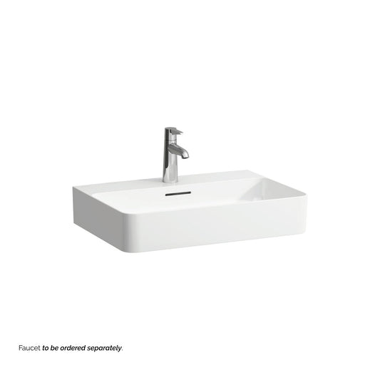 Laufen Val 24" x 17" Matte White Ceramic Countertop Bathroom Sink With Faucet Hole