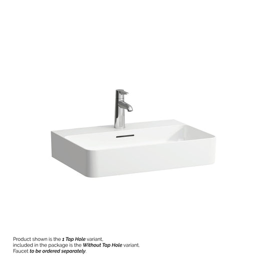 Laufen Val 24" x 17" Matte White Ceramic Countertop Bathroom Sink Without Faucet Hole