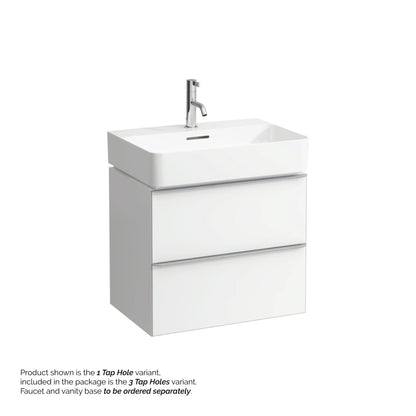 Laufen Val 24" x 17" Matte White Ceramic Wall-Mounted Bathroom Sink With 3 Faucet Holes