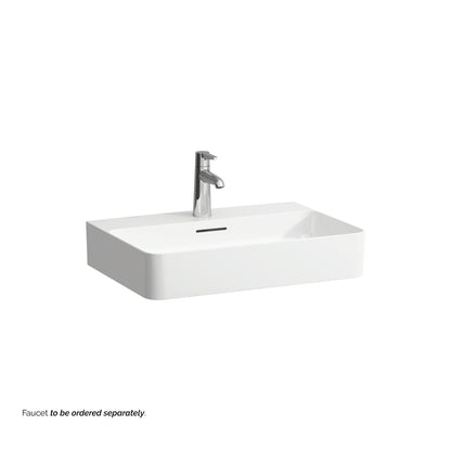 Laufen Val 24" x 17" Matte White Ceramic Wall-Mounted Bathroom Sink With Faucet Hole