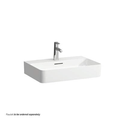 Laufen Val 24" x 17" White Ceramic Countertop Bathroom Sink With Faucet Hole