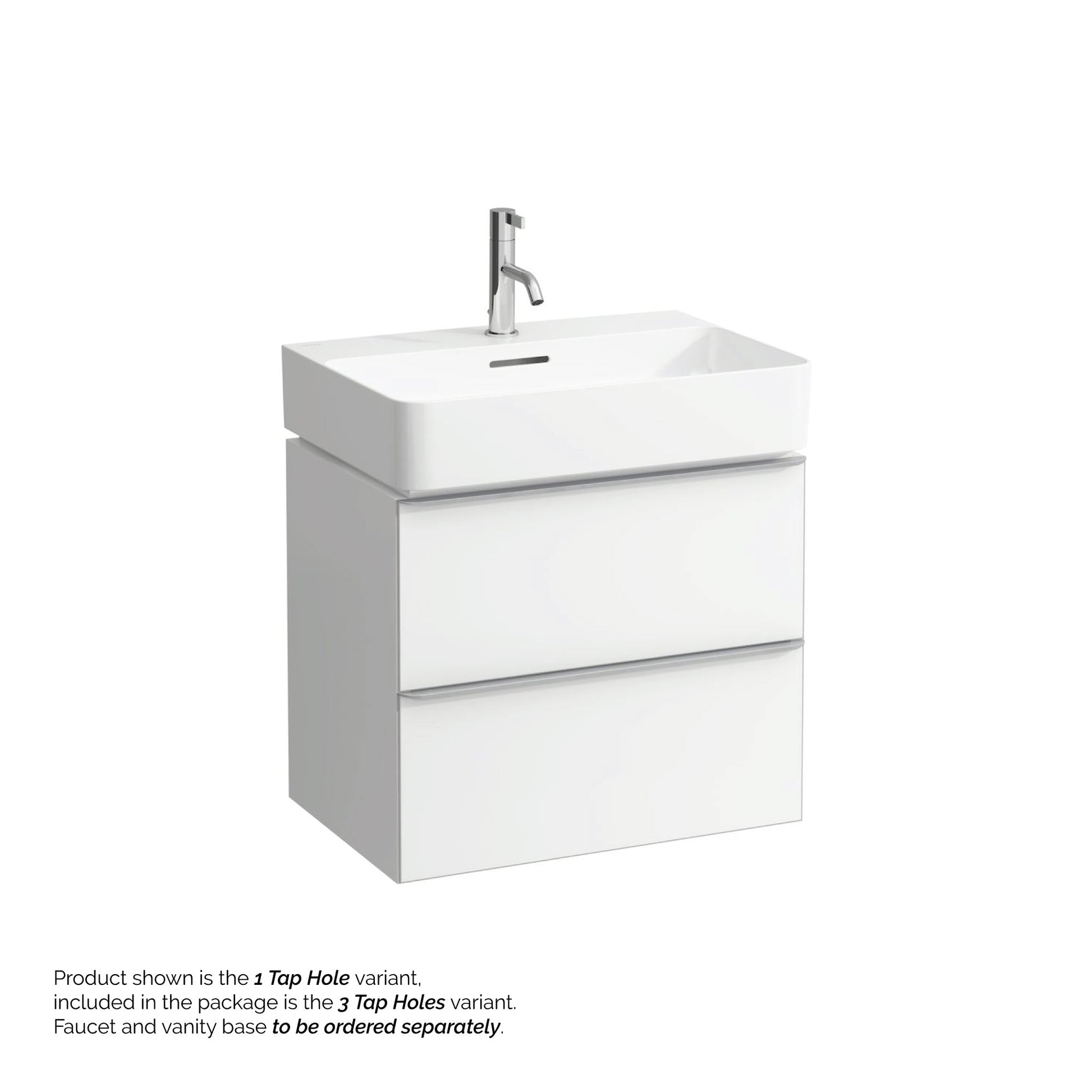 Laufen Val 24" x 17" White Ceramic Wall-Mounted Bathroom Sink With 3 Faucet Holes