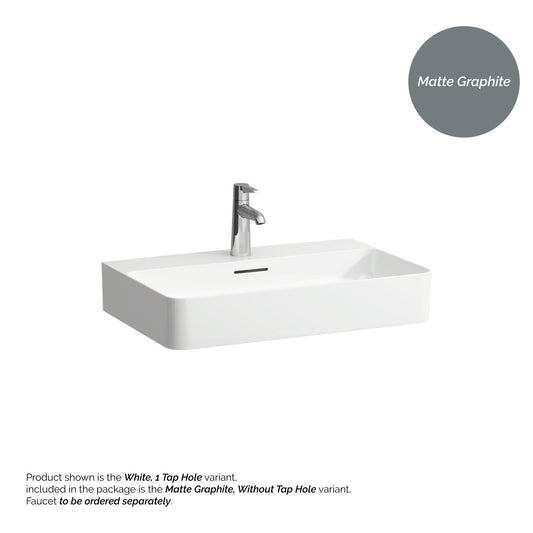 Laufen Val 26" x 17" Matte Graphite Ceramic Wall-Mounted Bathroom Sink Without Faucet Hole