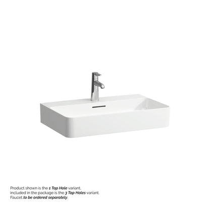 Laufen Val 26" x 17" Matte White Ceramic Countertop Bathroom Sink With 3 Faucet Holes